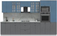 Кухонный гарнитур Интерлиния Берес 3.4В (дуб серый/дуб лазурный/серый каспий) - 