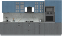 Кухонный гарнитур Интерлиния Берес 3.6В (дуб серый/дуб лазурный/серый каспий) - 