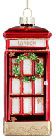 Елочная игрушка Gisela Graham London Christmas. Телефонная будка с венком / 862 - 