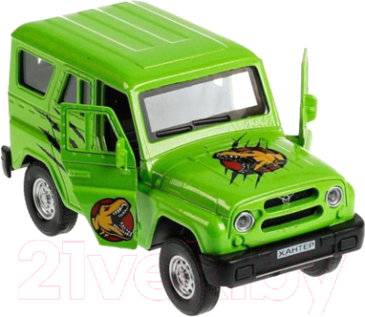 Автомобиль игрушечный Технопарк UAZ Hunter Динозавры / HUNTER-12DIN-GN