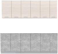 Кухонный гарнитур Интерлиния Мила Лайт 2.3 без столешницы (вудлайн кремовый/бетон) - 