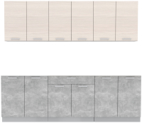Кухонный гарнитур Интерлиния Мила Лайт 2.4 без столешницы (вудлайн кремовый/бетон) - 