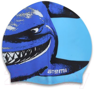 Шапочка для плавания Atemi PSC301 (голубой/акула)