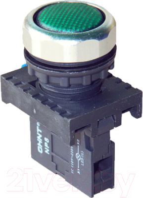 Кнопка на DIN-рейку Chint NP8-D/3 AC110-230В / 667107 (зеленый)