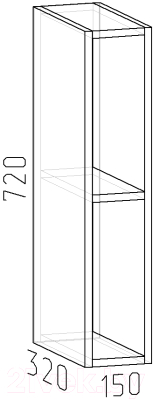 Шкаф навесной для кухни Интермебель Микс Топ ШН 720-1-150 15см (белый премиум)