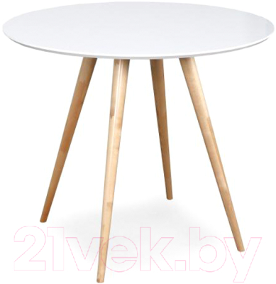 Обеденный стол Мебельград Вивальди-2 D90 (белый матовый/прозрачный лак)