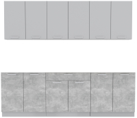 Кухонный гарнитур Интерлиния Мила Лайт 2.4 без столешницы (серебристый/бетон) - 
