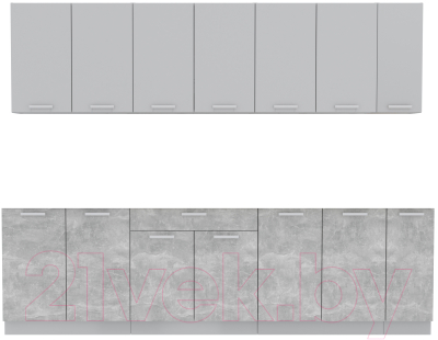 Готовая кухня Интерлиния Мила Лайт 2.7 без столешницы (серебристый/бетон)