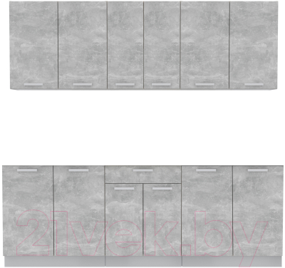 Кухонный гарнитур Интерлиния Мила Лайт 2.2 без столешницы (бетон)