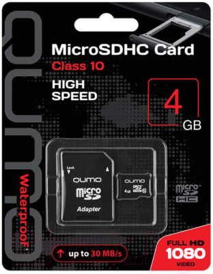 Карта памяти Qumo microSDHC Class 10 UHS-I 4GB / Q19195