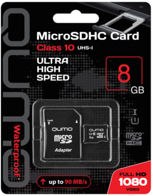 Карта памяти Qumo microSDHC Class 10 UHS-I 8GB / Q19239