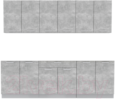Кухонный гарнитур Интерлиния Мила Лайт 2.4 без столешницы (бетон)