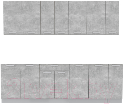 Готовая кухня Интерлиния Мила Лайт 2.5 без столешницы (бетон)