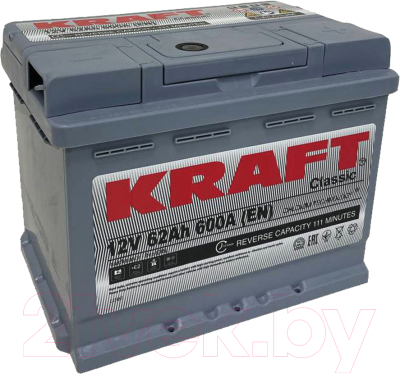 Автомобильный аккумулятор KrafT 62 R / S L2 062 10B13 (62 А/ч)