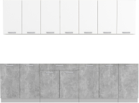 Кухонный гарнитур Интерлиния Мила Лайт 2.8 без столешницы (белый платинум/бетон) - 