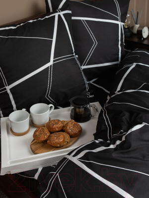 Комплект постельного белья Amore Mio Мако-сатин Geo Микрофибра 1.5 / 93090 (черный/белый)