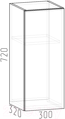 Шкаф навесной для кухни Интермебель Микс Топ ШН 720-4-300 30см (белый премиум)
