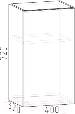 Шкаф навесной для кухни Интермебель Микс Топ ШН 720-4-400 40см (белый премиум)