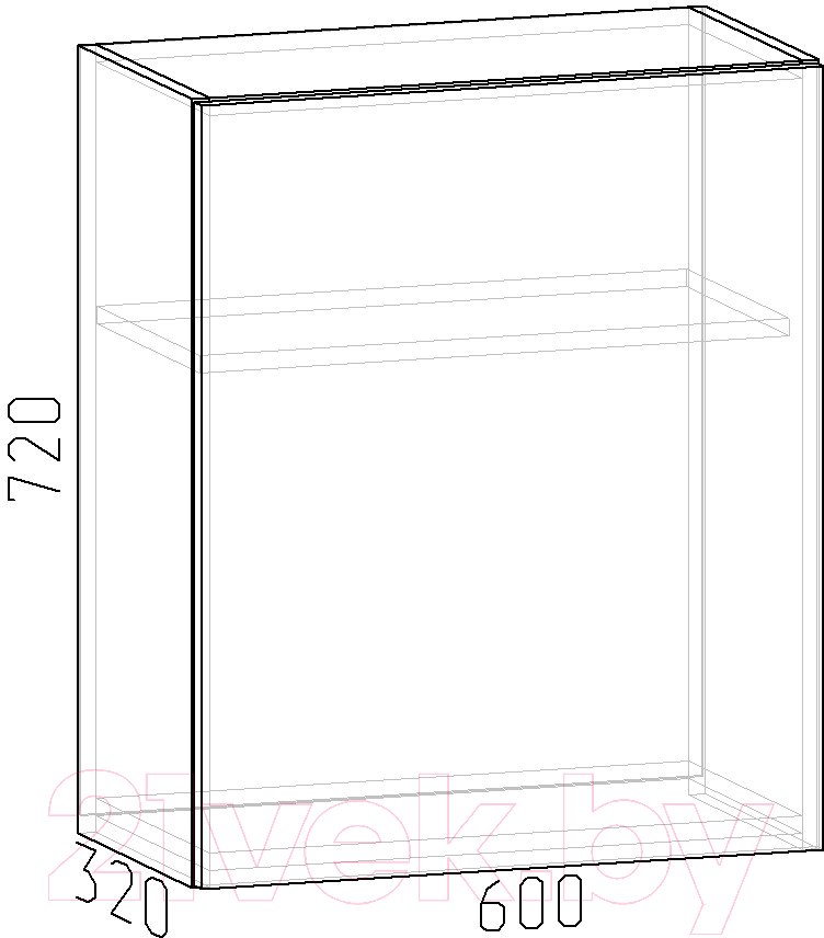 Шкаф навесной для кухни Интермебель Микс Топ ШН 720-4-600 60см