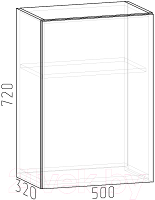 Шкаф навесной для кухни Интермебель Микс Топ ШН 720-4-500 50см (вудлайн кремовый)