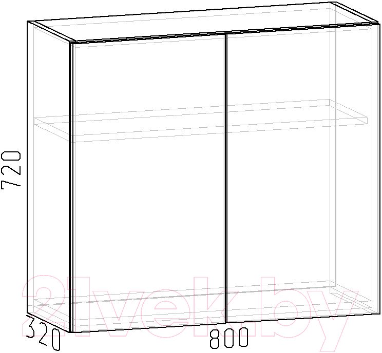 Шкаф навесной для кухни Интермебель Микс Топ ШН 720-7-800 80см