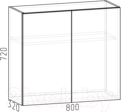 Шкаф навесной для кухни Интермебель Микс Топ ШН 720-7-800 80см (вудлайн кремовый)