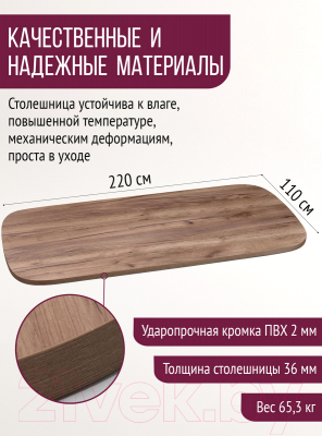 Столешница для стола Millwood М 220x110 (дуб табачный Craft)