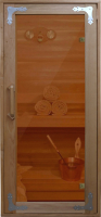 Стеклянная дверь для бани/сауны КомфортПром 700x1900 / 10221181 (с бронзовым прозрачным стеклом) - 