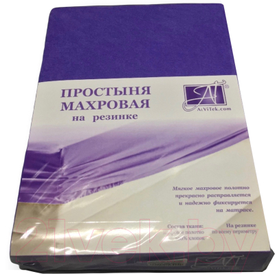 Простыня AlViTek Махровая на резинке 140x200x20 / ПМР-ФА-140 (фиолетовый)
