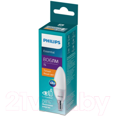 Лампа Philips ESS LEDCandle 7Вт B38FR 806лм E14 827 / 929002972507