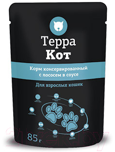 Влажный корм для кошек ТерраКот С лососем в соусе TRK026 (85г)