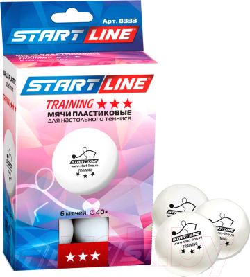 Набор мячей для настольного тенниса Start Line Training 3 (6шт, белый)
