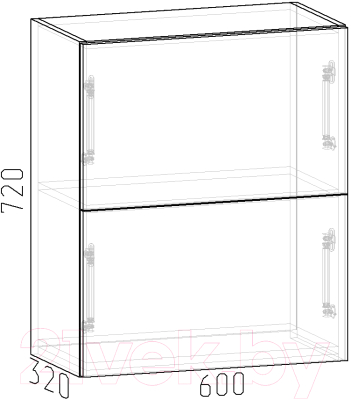 Шкаф навесной для кухни Интермебель Микс Топ ШНС 720-11-600 60см (графит серый)