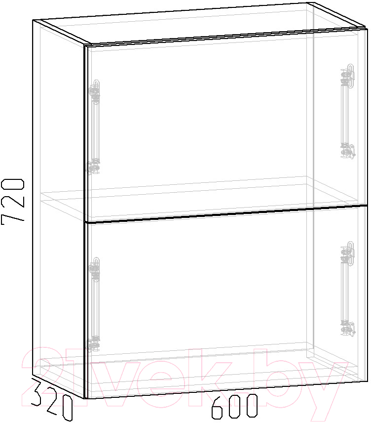 Шкаф навесной для кухни Интермебель Микс Топ ШНС 720-11-600 60см