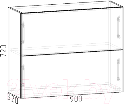 Шкаф навесной для кухни Интермебель Микс Топ ШН 720-10-900 90см (белый премиум)