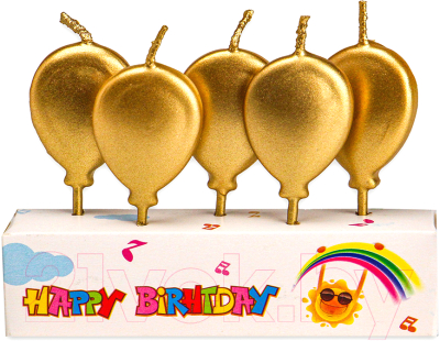 Изображение товара Свеча для торта Miland Золотые шарики / С-2543 (5шт)