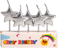 

Свеча для торта, Серебристые звездочки / С-2541