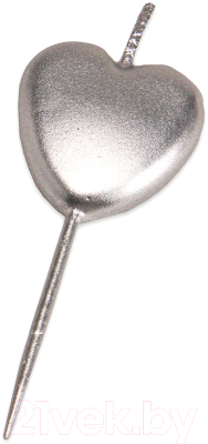 Изображение товара Свеча для торта Miland Серебристые сердечки / С-2539 (5шт)