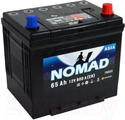 Изображение товара Автомобильный аккумулятор Kainar Nomad Asia 6СТ-65 Рус L+ / 062 141 07 0 R (65 А/ч)