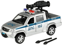 Автомобиль игрушечный Технопарк UAZ Pickup Полиция с пушкой / PICKUP-12POL-CANSR - 