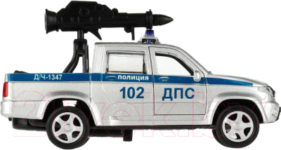 Автомобиль игрушечный Технопарк UAZ Pickup Полиция с пушкой / PICKUP-12POL-CANSR