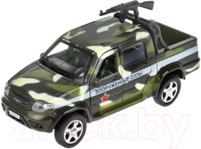 Автомобиль игрушечный Технопарк УАЗ Пикап Камуфляж с пулеметом / PICKUP-12MIL-ARMGN