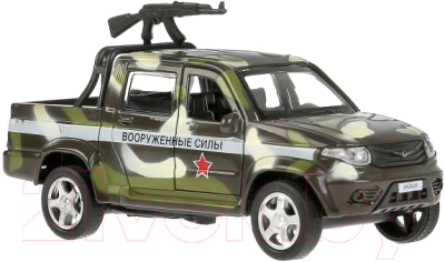 Автомобиль игрушечный Технопарк УАЗ Пикап Камуфляж с пулеметом / PICKUP-12MIL-ARMGN
