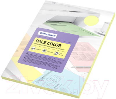 Набор цветной бумаги OfficeSpace Pale Color А4 / PC_38232 (100л, желтый)