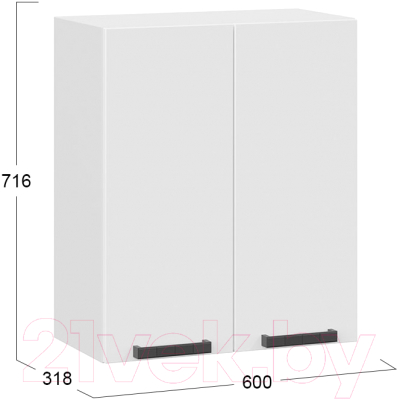 Шкаф навесной для кухни ТриЯ Детройт 1В6 исп. 2  (белый/белый глянец)