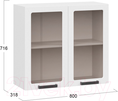 Шкаф навесной для кухни ТриЯ Детройт 1В8С исп. 2 (белый/белый глянец)