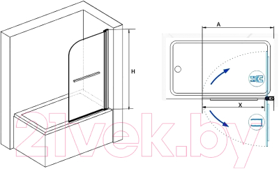 Изображение товара Стеклянная шторка для ванны RGW SC-114-B / 411111408-14