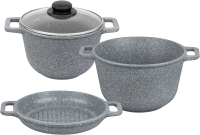 Набор кухонной посуды Elan Gallery Гармония вкуса 120551+2 (серый мрамор) - 