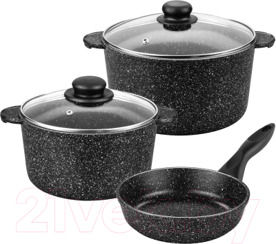Набор кухонной посуды Elan Gallery Гармония вкуса 120273+3 (черный мрамор)