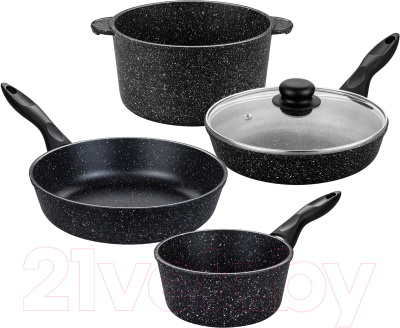 Набор кухонной посуды Elan Gallery 120137+4 (черный мрамор)